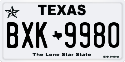 TX license plate BXK9980