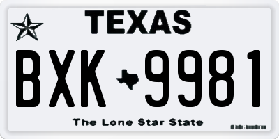 TX license plate BXK9981