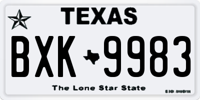 TX license plate BXK9983