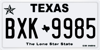 TX license plate BXK9985
