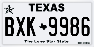 TX license plate BXK9986