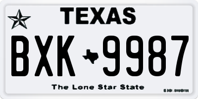 TX license plate BXK9987