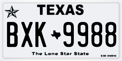 TX license plate BXK9988