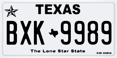 TX license plate BXK9989