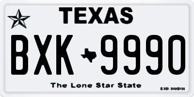 TX license plate BXK9990