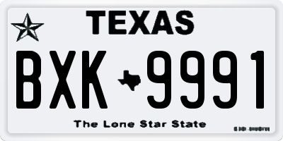 TX license plate BXK9991