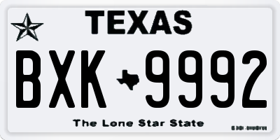 TX license plate BXK9992