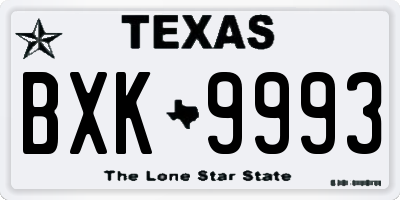 TX license plate BXK9993