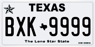TX license plate BXK9999