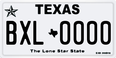 TX license plate BXL0000