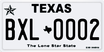 TX license plate BXL0002