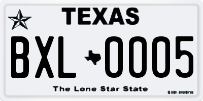 TX license plate BXL0005