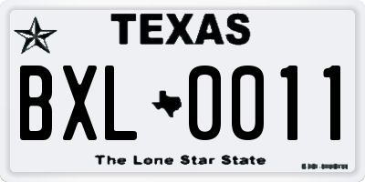 TX license plate BXL0011