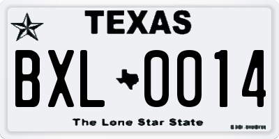 TX license plate BXL0014