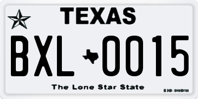 TX license plate BXL0015