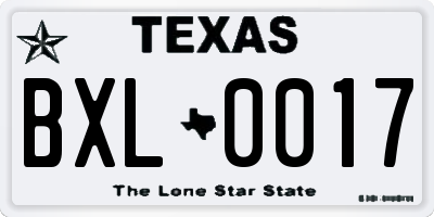 TX license plate BXL0017
