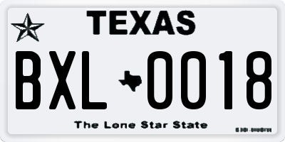 TX license plate BXL0018