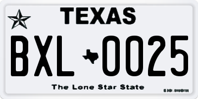 TX license plate BXL0025
