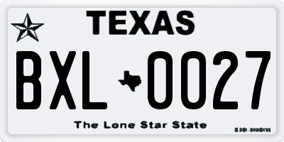 TX license plate BXL0027