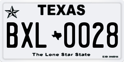 TX license plate BXL0028