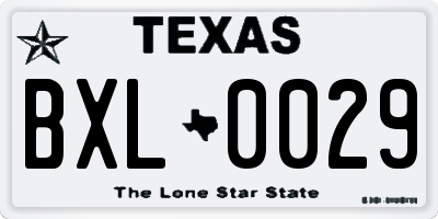 TX license plate BXL0029