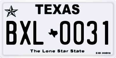 TX license plate BXL0031