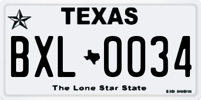 TX license plate BXL0034