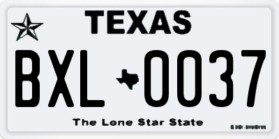 TX license plate BXL0037