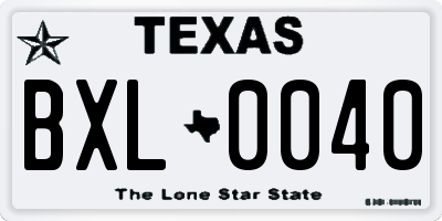 TX license plate BXL0040
