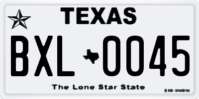 TX license plate BXL0045