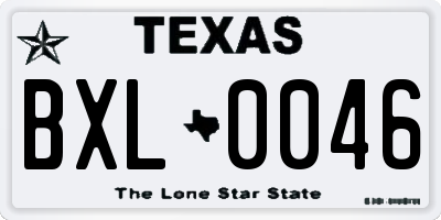 TX license plate BXL0046