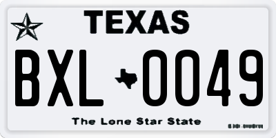 TX license plate BXL0049