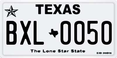 TX license plate BXL0050
