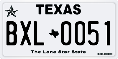 TX license plate BXL0051
