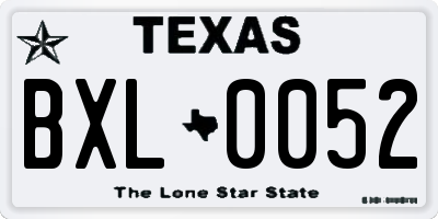 TX license plate BXL0052