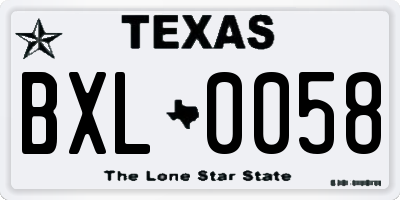 TX license plate BXL0058