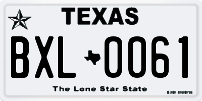 TX license plate BXL0061