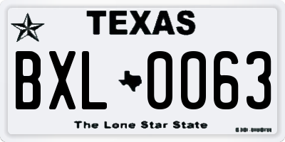 TX license plate BXL0063