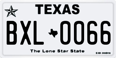 TX license plate BXL0066