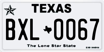 TX license plate BXL0067