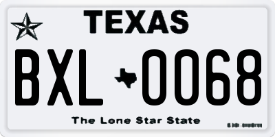 TX license plate BXL0068