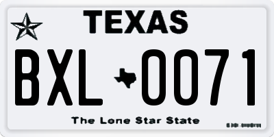 TX license plate BXL0071