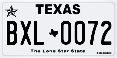 TX license plate BXL0072