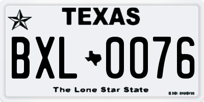 TX license plate BXL0076