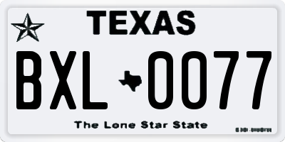 TX license plate BXL0077