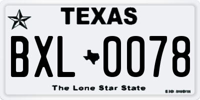 TX license plate BXL0078