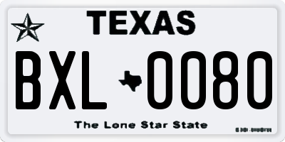 TX license plate BXL0080