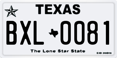 TX license plate BXL0081