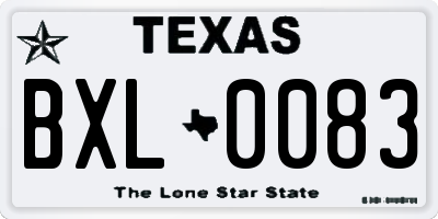 TX license plate BXL0083