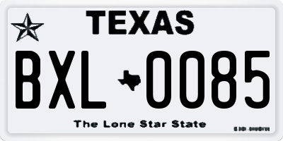 TX license plate BXL0085